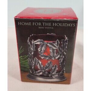 Christmas votive Candle Holder Pewter Poinsettia Design home for the holidays